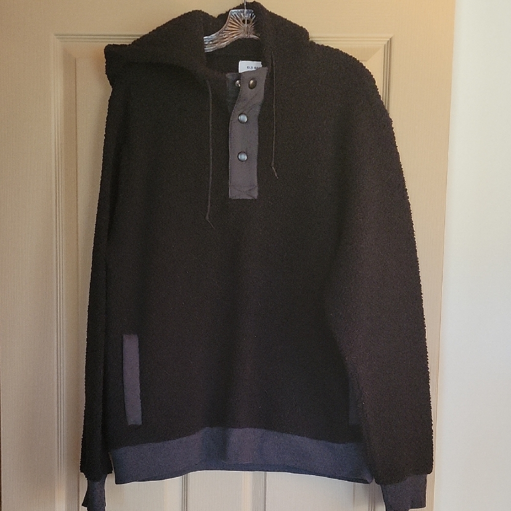 Old Navy Black Textured Knit Sweater with Half-Zip